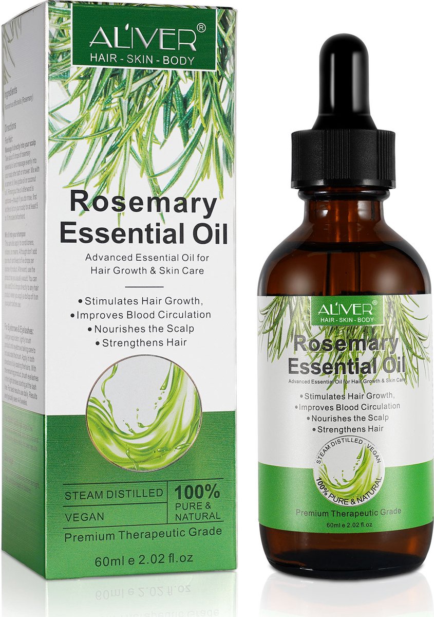 Aliver | Rozemarijn Essentiële Olie voor Haar, Huid en Lichaam | puur & naturel | 60ml