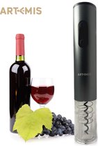 elektrische kurkentrekker – Deluxe wijnopener – Automatische wijnopener – Ontkurker – Flesopener – Wijn accessoires – Wijnset – Wijnstopper – Oplaadbaar – 4x AA-batterijen – grijs