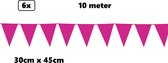 6x Mega vlaggenlijn pink 30cm x 45cm 10 meter - Reuze vlaggenlijn - vlaglijn mega thema feest verjaardag optocht festival