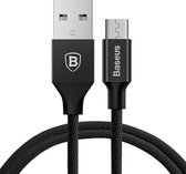 Baseus 1,5 m 2A Yiven Cable Woven Style metalen kop Micro USB naar USB Data Sync oplaadkabel, voor Samsung / Huawei / Xiaomi / LG (zwart)