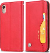 Kneed Skin Texture Horizontal Flip Leather Case voor iPhone XR, met fotolijst & houder & kaartsleuven & portemonnee (rood)