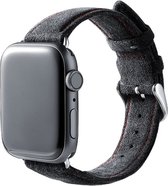 Bracelet Apple Watch Alcantara avec boucle - Convient pour Apple Watch Series 7 (41mm) - Zwart avec coutures rouges - 38mm/40mm/41mm