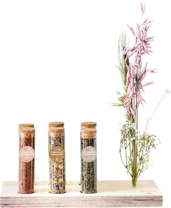 Het Theeplankje Rustmoment - theeplank, thee proeverij pakket, thee cadeau, thee pakket, thee geschenk, beterschap cadeau, cadeau set, gift set, brievenbus cadeau