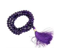 Yogi & Yogini naturals Mala Amethist AA kwaliteit 108 kralen + tasje (6 mm)