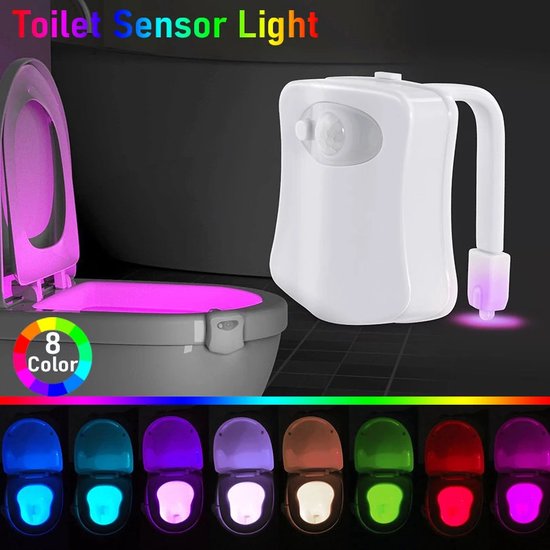 Bewegingssensor Toiletlicht Led Nachtlamp 8 Kleuren - Toilet Badkamer Wasruimte Lamp - Wc Verlichting - Op Batterijen