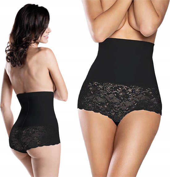 Italian Fashion Ingrid - hoog getailleerde buikvormende slip - corrigerend ondergoed voor dames - correctie buik ondergoed - taille correctie - zwart XL