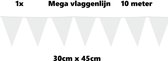 Mega vlaggenlijn wit 30cm x 45cm 10 meter - Reuze vlaggenlijn - vlaglijn mega huwelijk thema feest verjaardag optocht festival