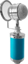 3000 Home KTV Mic Condensator Geluidsopname Microfoon met Shock Mount & Pop Filter voor PC & Laptop, 3,5 mm koptelefoonpoort, kabellengte: 2,5 m (blauw)