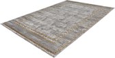 Lalee Marmaris Vloerkleed Superzacht Shiny 3D effect Marmerlook betonlook Tapijt laag polig Karpet maat 80x300 loper Zilver Goud