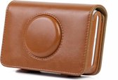 Effen kleur PU lederen tas voor Polaroid Snap Touch Camera (bruin)