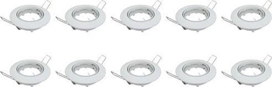 Spot Armatuur 10 Pack - GU10 Inbouwspot - Rond - Wit - Aluminium - Kantelbaar Ø82mm