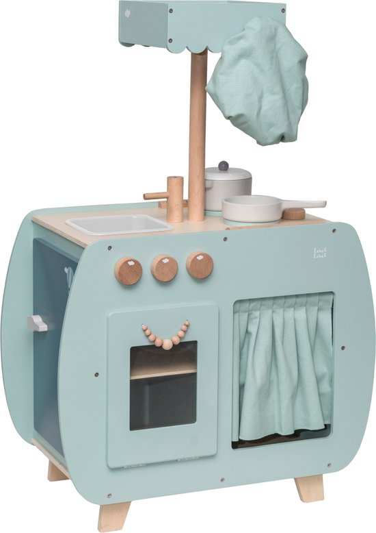 Label Label - Houten Bistro Keuken - Groen - Inclusief Keukengerei, Koksmuts, Pannetjes & Krijtbord - Stimuleert Creatief Koken - Geschikt voor Kinderen vanaf 3 Jaar