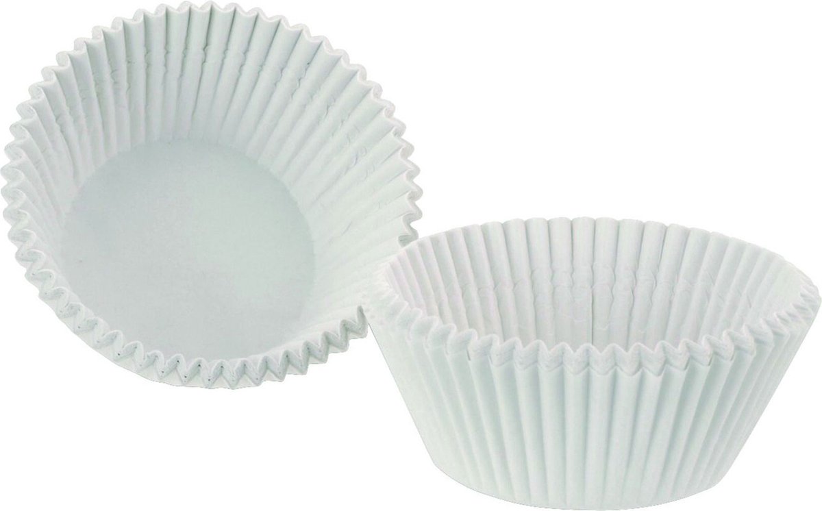 Muffin en cupcakes maken vormpjes - papier - wit - set 100x stuks - 6 cm - Merkloos