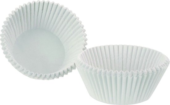 Muffin en cupcakes maken vormpjes - papier - wit - set 100x stuks - 6 cm