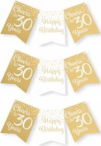 Paperdreams verjaardag vlaggenlijn 30 jaar - 3x - wit/goud - 600 cm