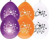 Haza Ballonnen geslaagd thema - 24x - oranje/wit/paars - latex - 27 cm - examenfeest versiering