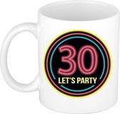 Bellatio Decorations Verjaardag mok / beker - Lets party 30 jaar - neon - 300 ml