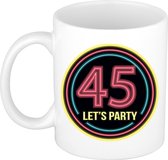 Bellatio Decorations Verjaardag mok / beker - Lets party 45 jaar - neon - 300 ml