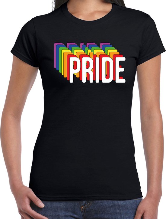 Bellatio Decorations Pride regenboog / LGBTQ Dames t-shirt - zwart S