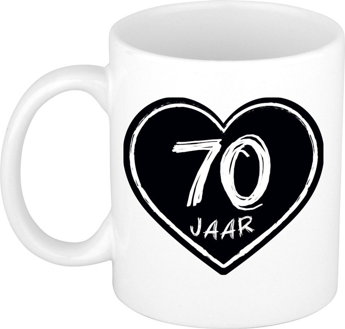 Bellatio Decorations cadeau mok/beker - 70 jaar - verjaardag - keramiek - 300 ml