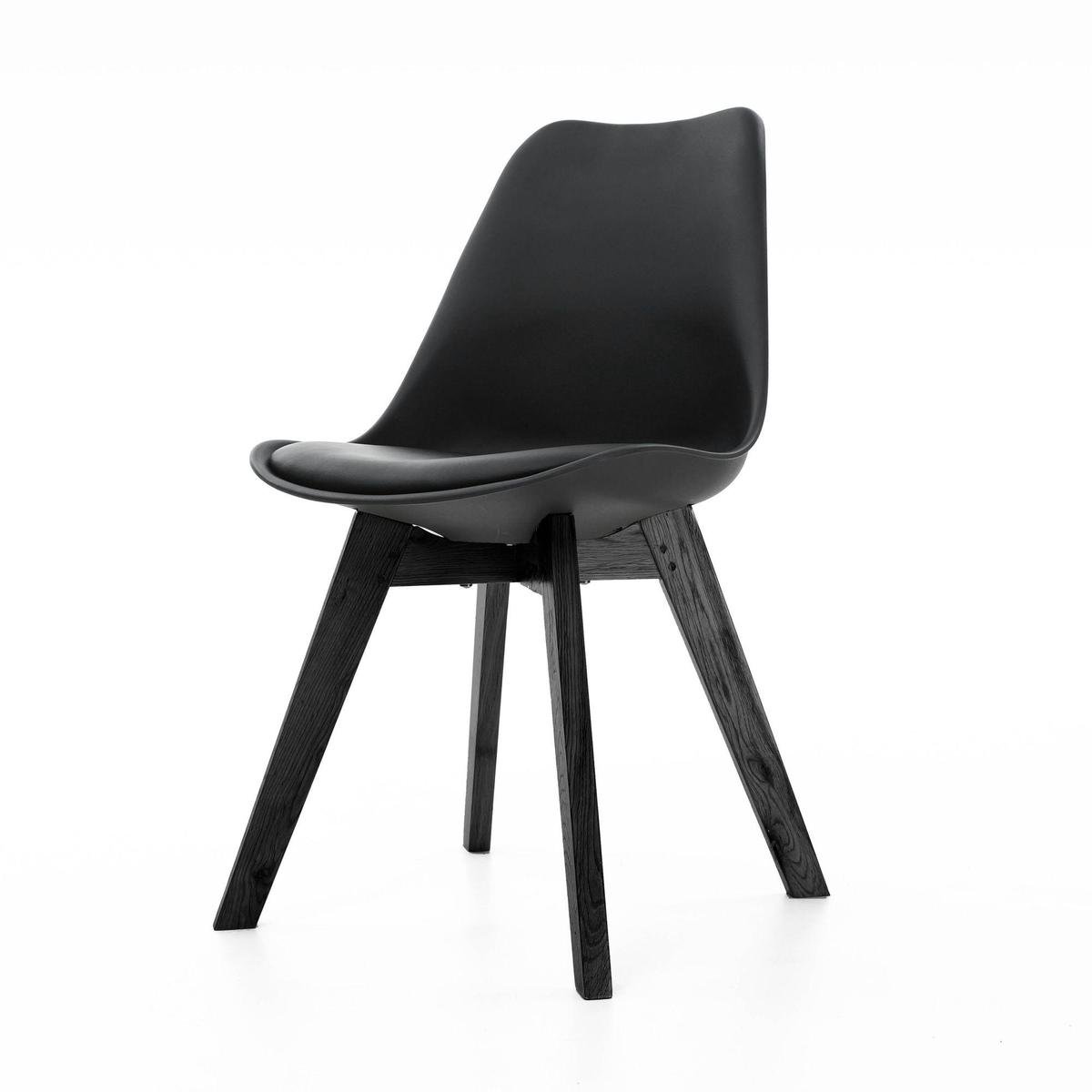 Essence Madera Eetkamerstoel zwart - Zwart onderstel - Set van 4