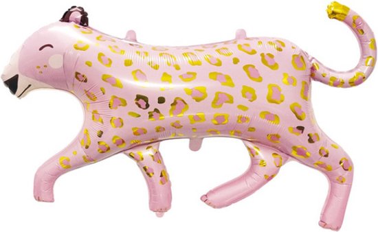 Cheetah ballon - XXL - 79x118cm - Folie ballon - Ballonnen - Dieren - Thema - Tijgerprint - Luipaard - Tijger - Roze - Pink - Versiering - Ballonnen - Thema feest