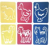 Teken sjablonen voor uw kind – Tekenen -teken sjablonen boerderij -teken sjabloon dieren -teken stencil dieren– sinterklaas cadeau - Stencils – Varken – Eend – Kip – Schaap – Koe – Kat – 6 stuks