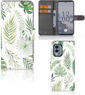 Wallet Book Case Nokia X30 Smartphone Hoesje Leaves