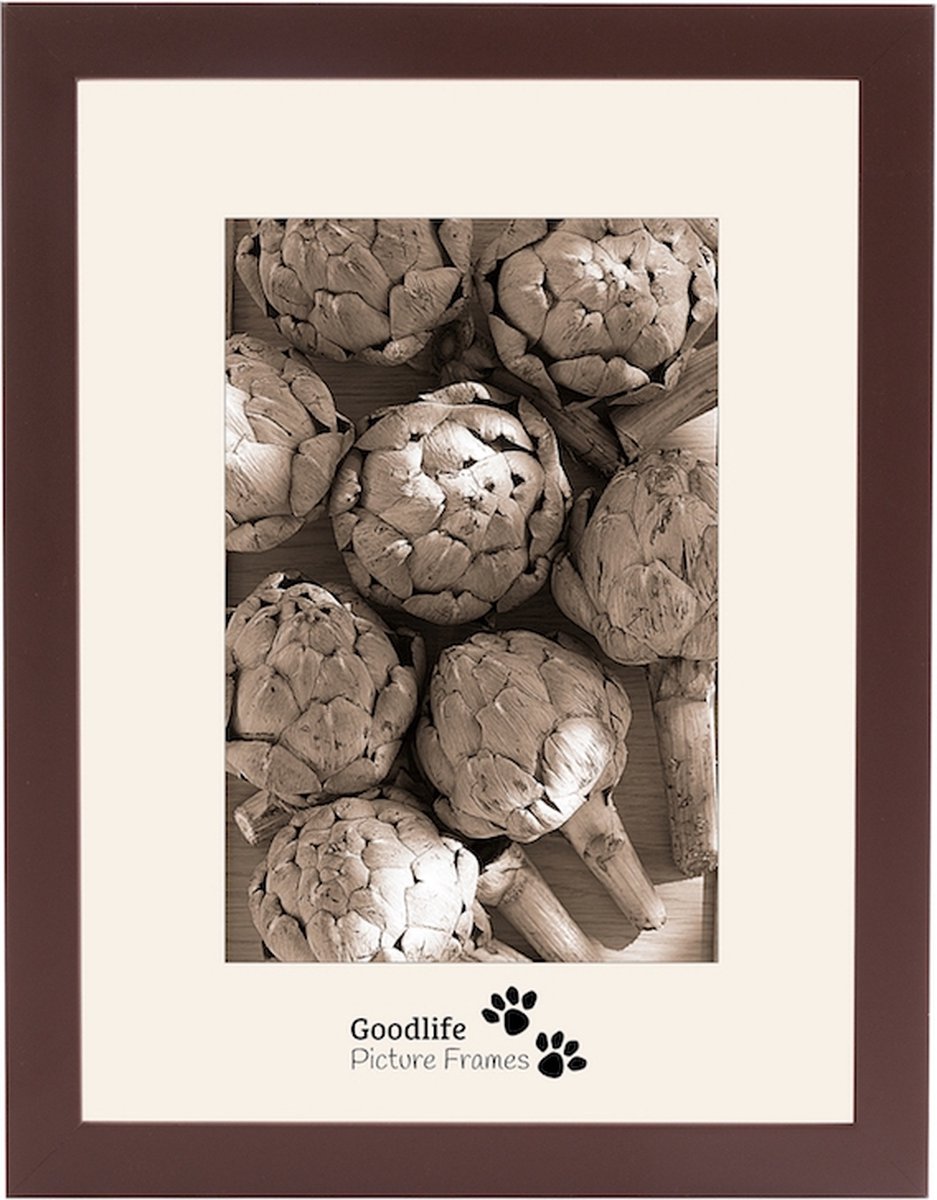 Houten Fotolijst Anitra Bruin - 15x22 - Anti-reflectie glas - 18 mm breed profiel - Goodlife Picture Frames