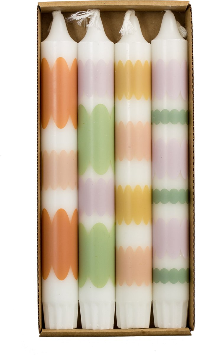Rustik Lys - Stearine dinerkaarsen 'Festival' (Set van 4, Ø2.2 x 19cm)