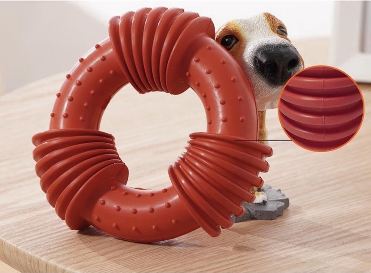 Nixnix - Kauwring - Extreme - Hondenspeelgoed - Kauwspeelgoed - Rood - Extra sterk - Onverwoestbaar - Geschikt voor alle honden