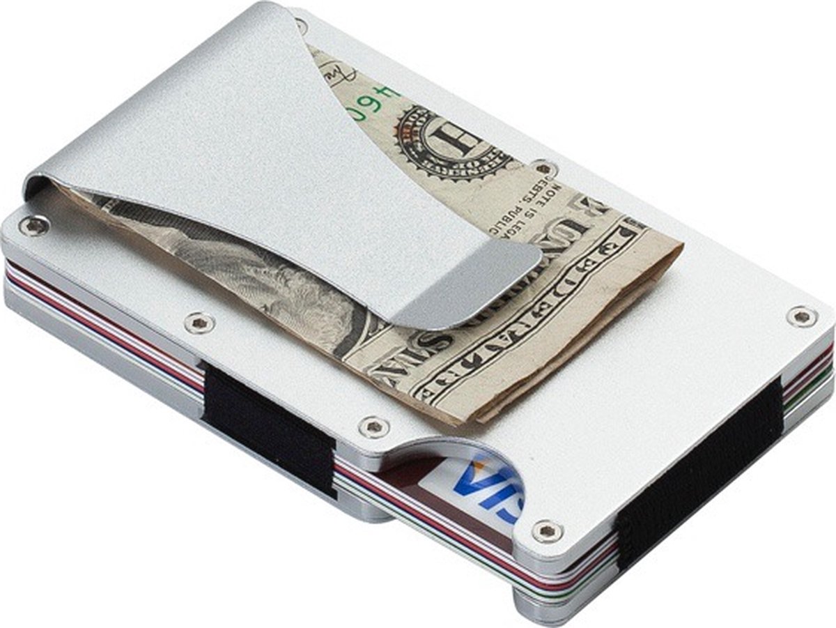 Pasjeshouder met Geldclip - Pasjeshouder - Geldclip - RFID beveiliging - Aluminium - Zilver