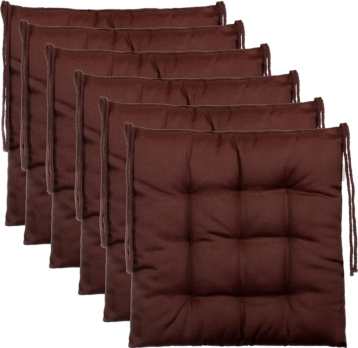 Zitkussen, sierkussen, stoelkussen, sierkussen, tuinkussen - 9 quilten - in verschillende motieven (pak van 6, bruin)