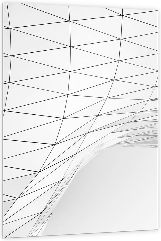 PVC Schuimplaat- Abstract Figuur van Witte Geometrische Platen - 100x150 cm Foto op PVC Schuimplaat