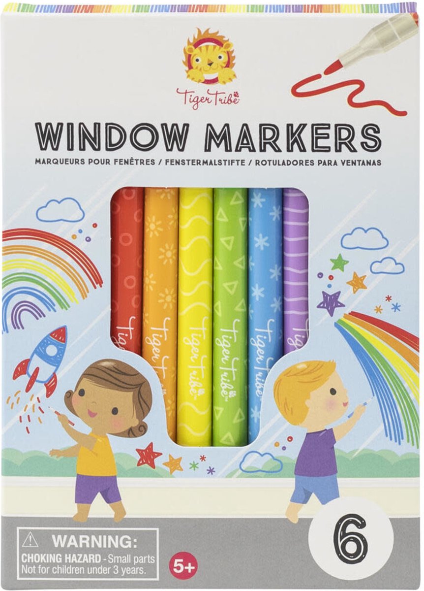 Marqueurs de fenêtre Enfants - 12 pièces - Lavable - Marqueurs de