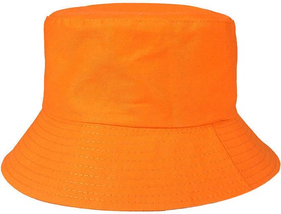 Bucket Hats - Vissershoedje - 100% Katoenen Zonnehoed voor Dames, Heren - Oranje