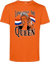 T-shirt Long Live The Queen Maxima | Koningsdag kleding | oranje t-shirt | Oranje | maat 3XL