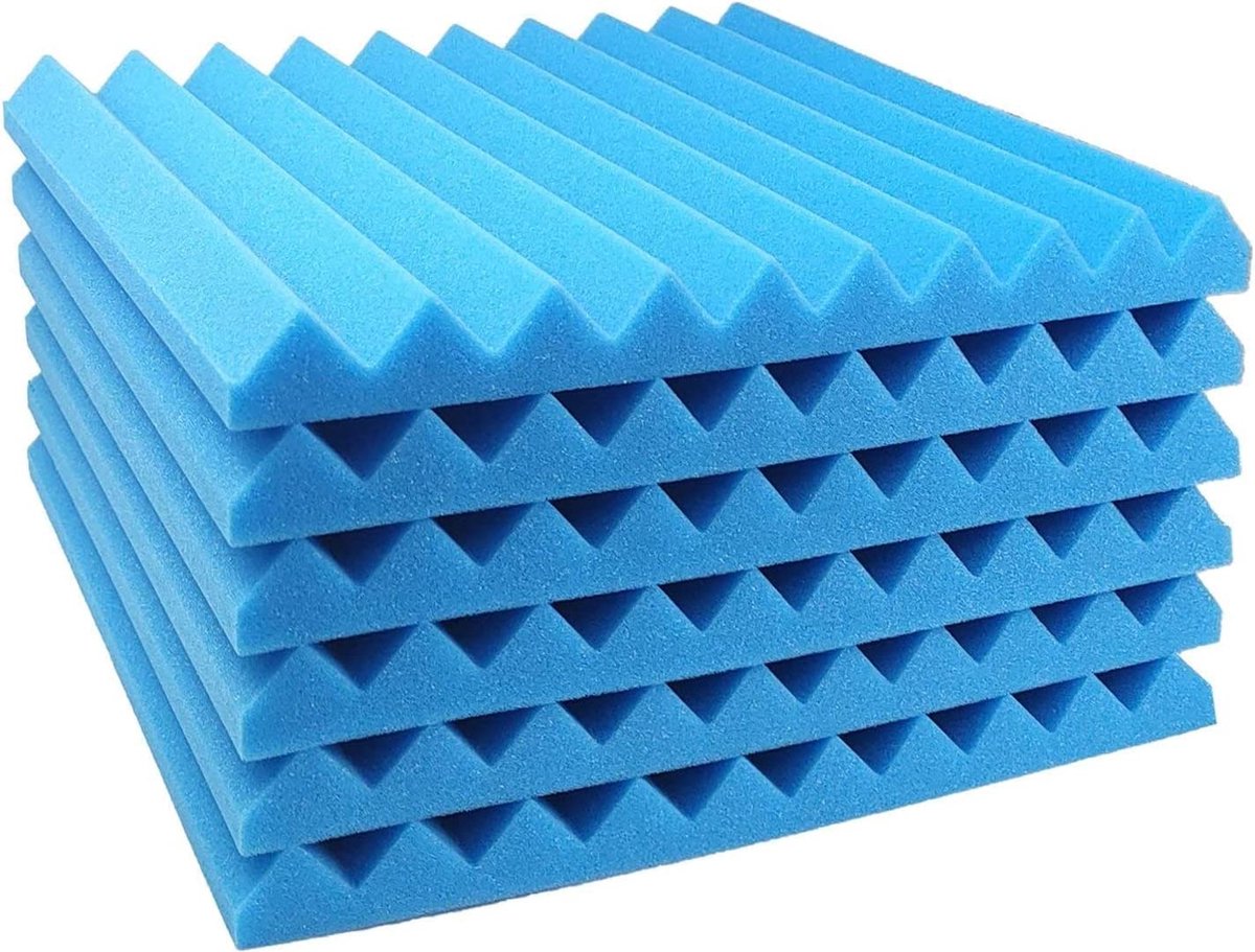Focusound Akustikschaumstoffplatten – 50 Stück, 2,5 X 30,5 X 30,5 Cm, Mit Dreiecksrillen & Klebeband, Für Studio & Büro