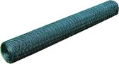 vidaXL - Kippengaas - 25x1 - m - met - PVC-coating - groen