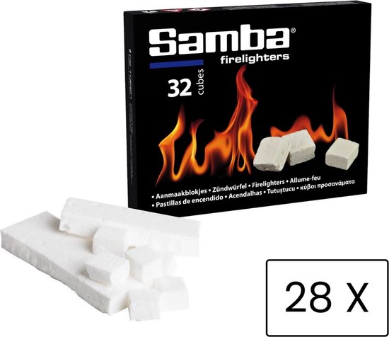 Samba Aanmaakblokjes Wit - Kerosine - 896 Stuks - Omdoos - SAMBA
