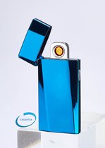Aansteker pro- model 2023- Blauw- Casamix logo in de bodem- oplaadbare aansteker met usb-extreem dun- power display - windbestendig -Plasma Aansteker - Elektrische Aansteker - Vuurwerk aansteker