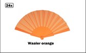 24x Waaier oranje - uitdeel festival thema feest fun verjaardag koningsdag orange