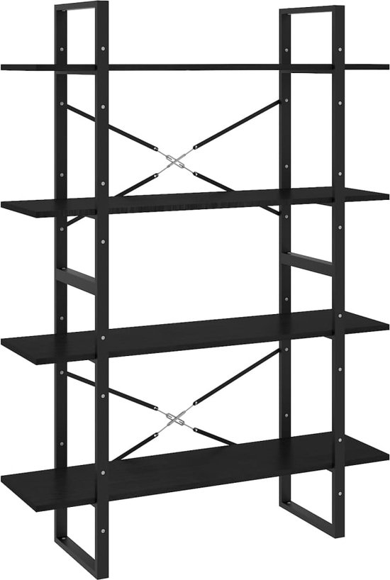 vidaXL-Boekenkast-met-4-schappen-100x30x140-cm-grenenhout-zwart