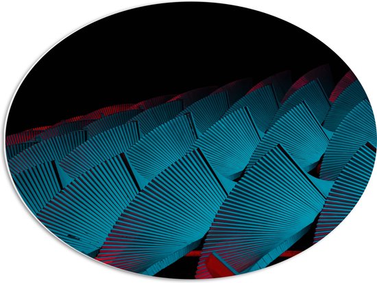 PVC Schuimplaat Ovaal - Abstract Tafereel van Blauwe Vakken met Textuur - 68x51 cm Foto op Ovaal (Met Ophangsysteem)