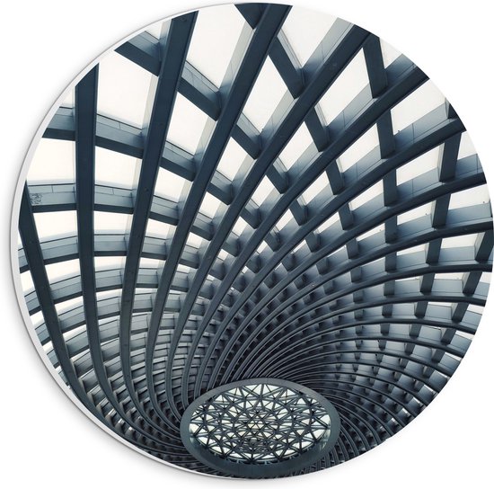 PVC Schuimplaat Muurcirkel - Abstract Kunstwerk met Vakken - 20x20 cm Foto op Muurcirkel (met ophangsysteem)