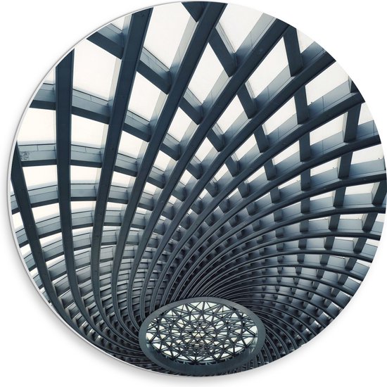 PVC Schuimplaat Muurcirkel - Abstract Kunstwerk met Vakken - 30x30 cm Foto op Muurcirkel (met ophangsysteem)
