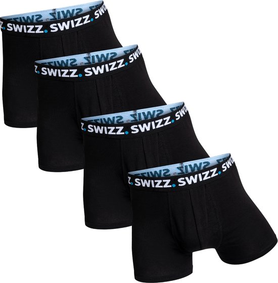 Swizz Basic Boxer Heren Onderbroek - 4-pack - Zwart - Maat XXL