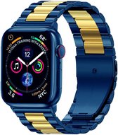 Bracelet Smartwatch en acier - Convient au bracelet en acier Apple Watch - bleu/or - Strap-it Watchband / Wristband / Bracelet - Taille: 42 - 44 - 45 - 49mm