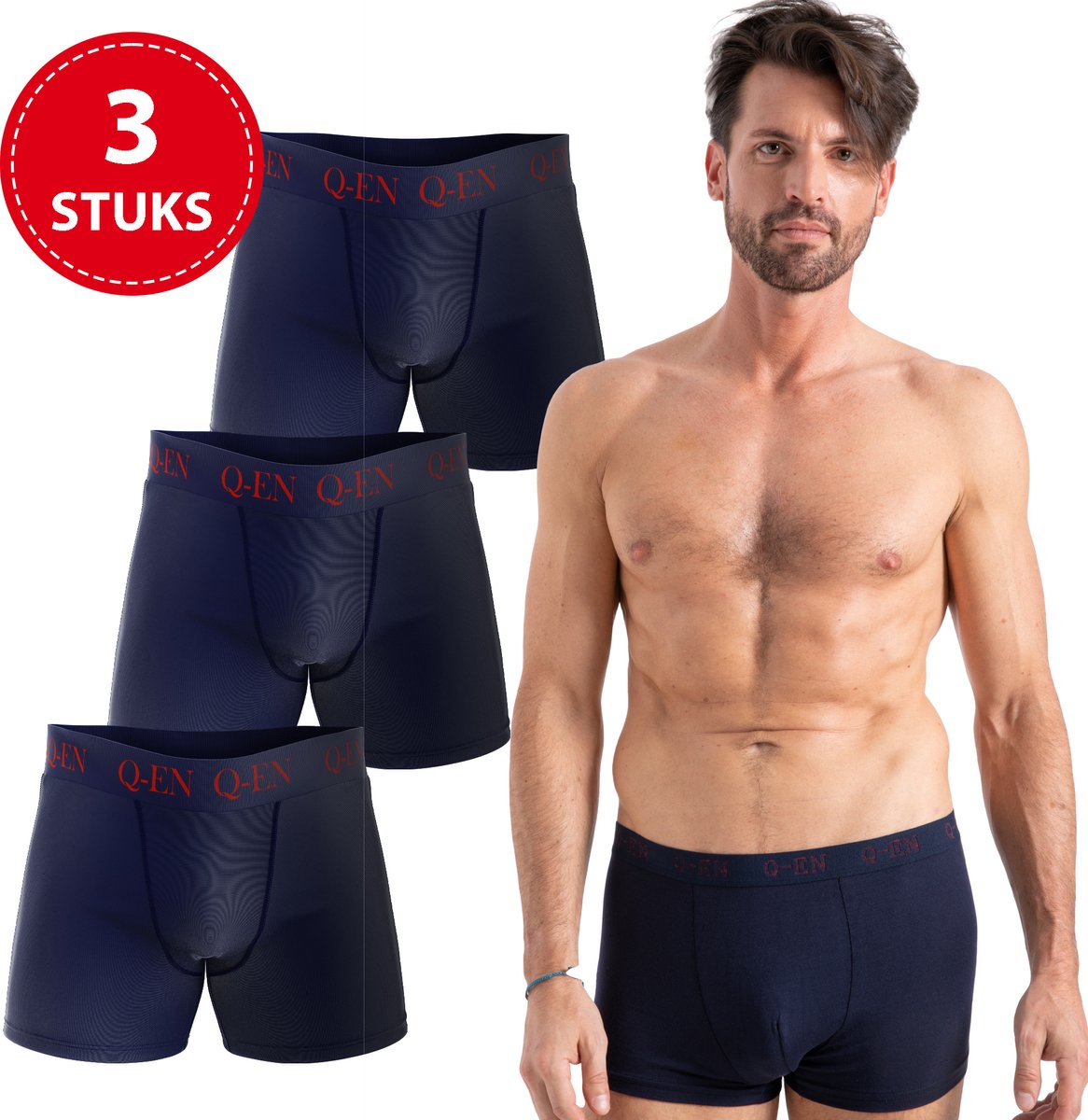 Premium Bamboe Boxershorts Heren - 3 stuks - Donkerblauw - Maat M - 95% Bamboe - 5% Elastaan - Antibacterieel