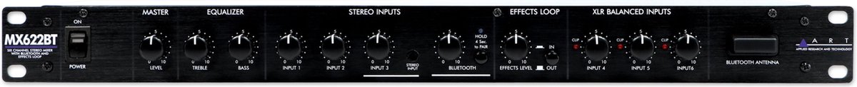 ART MX622BT 6-kanaals stereo mixer met Bluetooth en EFX loop